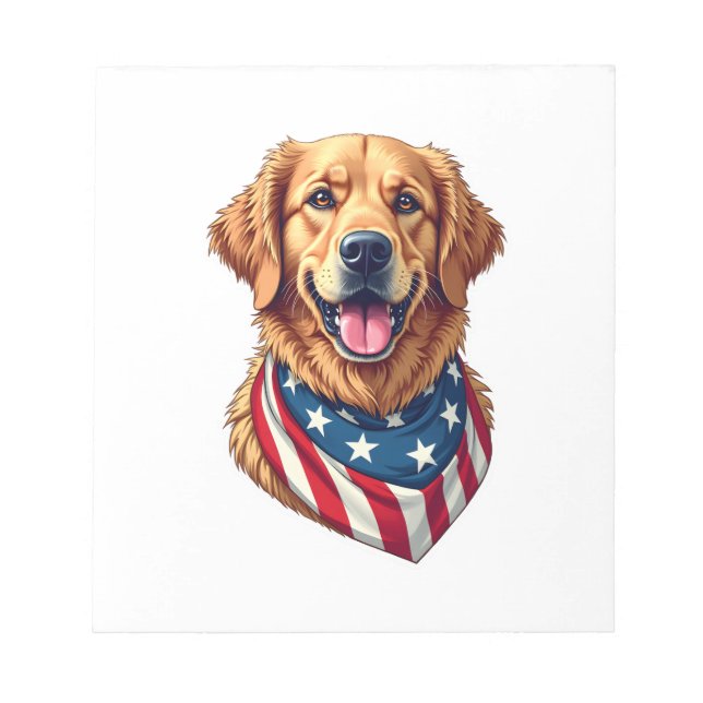 Star Spangled Golden Retriever Vintage Tee 4 Notepad (Front)