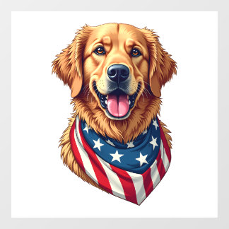 Star Spangled Golden Retriever Vintage Tee 4 Window Cling
