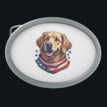 Star Spangled Golden Retriever Vintage Tee Belt Buckle<br><div class="desc">Star Spangled Golden Retriever Vintage Tee</div>