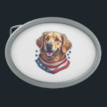 Star Spangled Golden Retriever Vintage Tee Belt Buckle<br><div class="desc">Star Spangled Golden Retriever Vintage Tee</div>