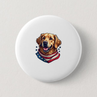 Star Spangled Golden Retriever Vintage Tee Button