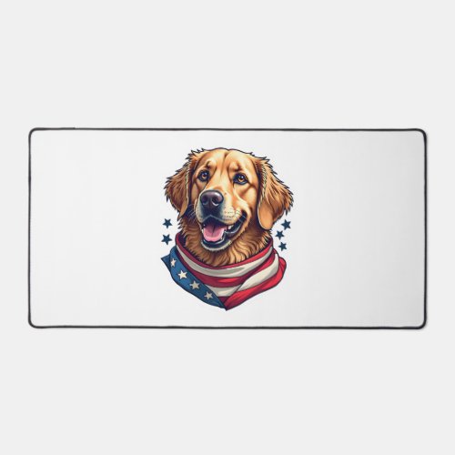 Star Spangled Golden Retriever Vintage Tee Desk Mat