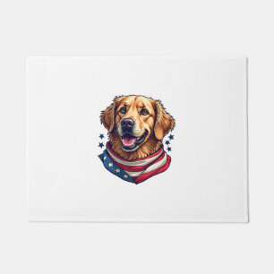 Star Spangled Golden Retriever Vintage Tee Doormat