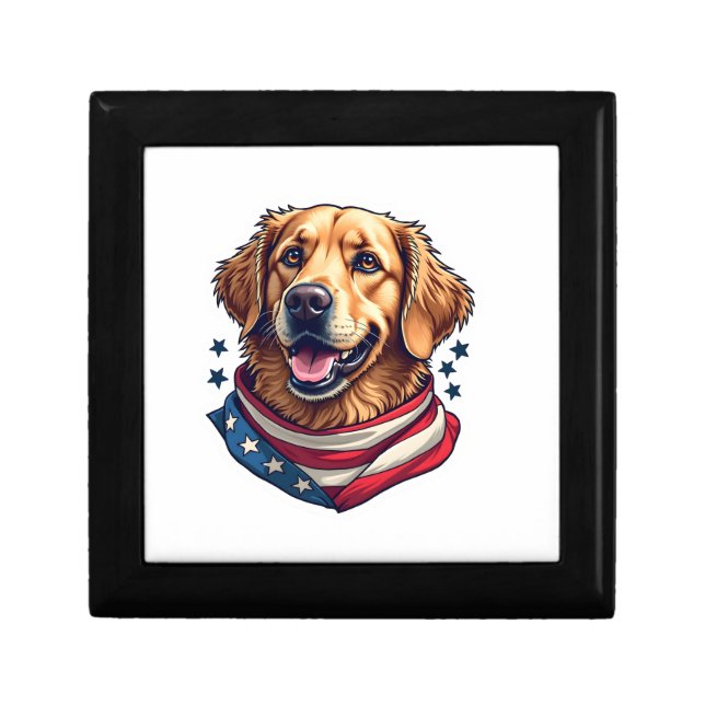Star Spangled Golden Retriever Vintage Tee Gift Box (Front)