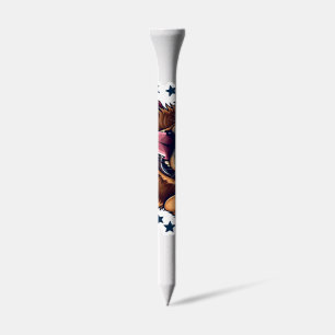 Star Spangled Golden Retriever Vintage Tee Golf Tees