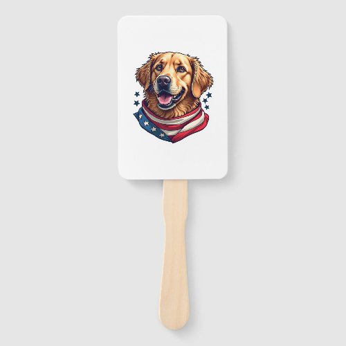 Star Spangled Golden Retriever Vintage Tee Hand Fan