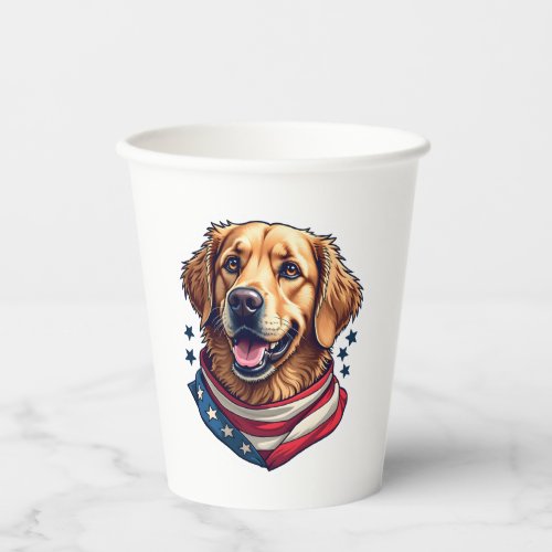 Star Spangled Golden Retriever Vintage Tee Paper Cups