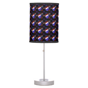 Star Spangled Guitars Pattern Table Lamp