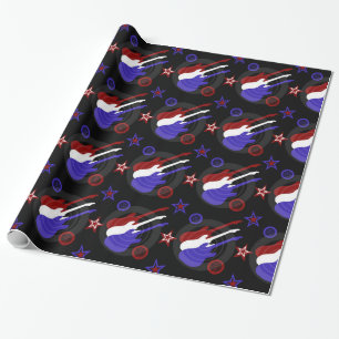 Star Spangled Guitars Pattern Wrapping Paper