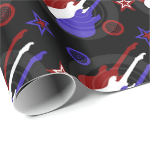 Star Spangled Guitars Pattern Wrapping Paper