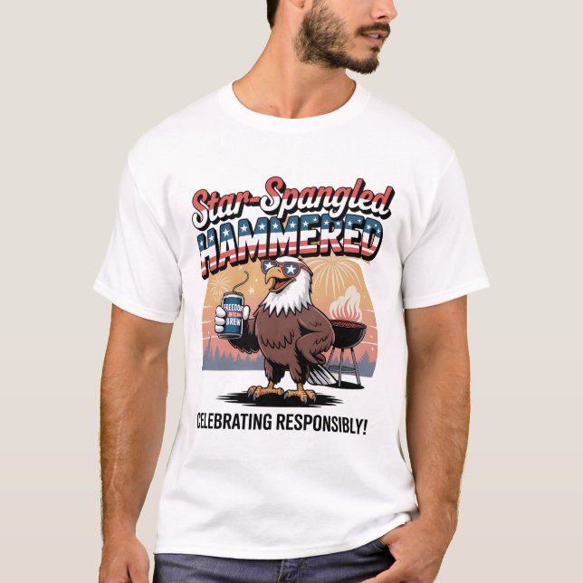 Star-Spangled Hammered Eagle BBQ T-Shirt (Front)