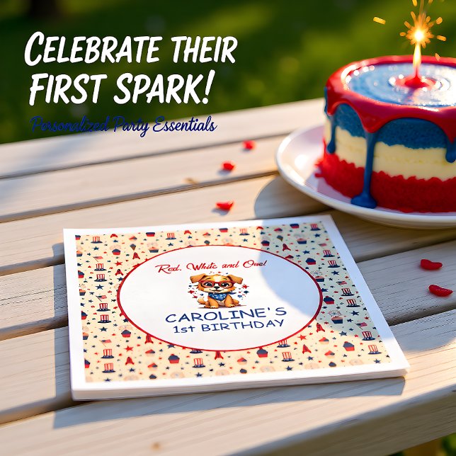 Star Spangled Puppy 1st Birthday Napkins (Creator Uploaded)