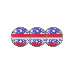 Star Spangled Red White Blue Golf Ball Marker