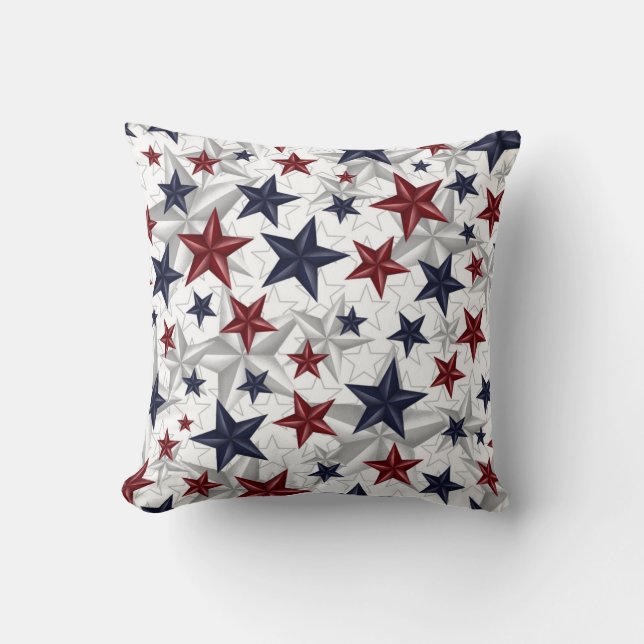 Star Spangled Red White Blue Throw Pillow (Front)