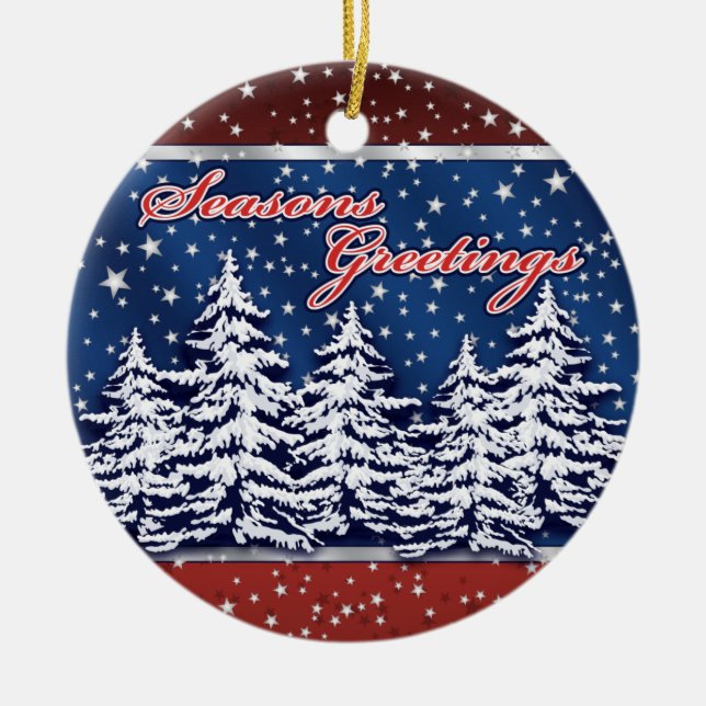 Star Spangled Seasons Greetings Ornament (Front)