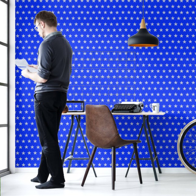 Star Spangled Silver On Bright Blue Americana Wallpaper (Creator Uploaded)