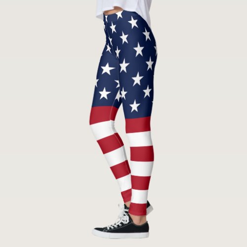 Star Spangled USA Flag Leggings - United States Stars and Stripes American flag leggings.