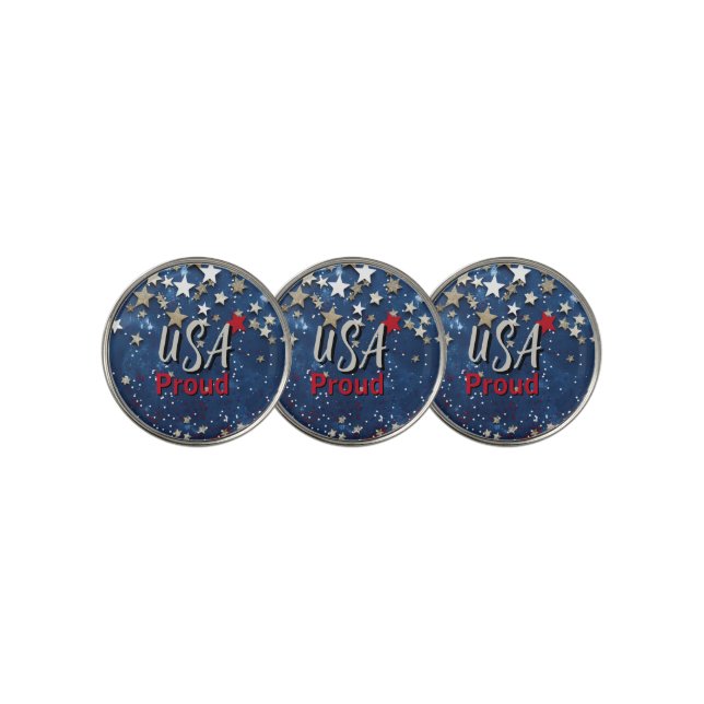 Star Spangled USA Proud Golf Ball Marker (3 Up)