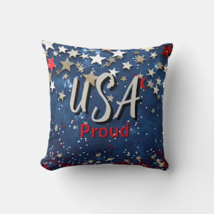 Star Spangled USA Proud Throw Pillow