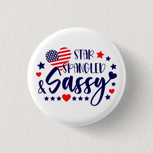 Star Spankled and Sassy American Flag Heart Button (Front)