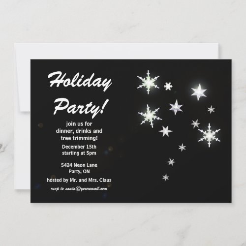 Star Sparkle Black Holiday Party Invitation