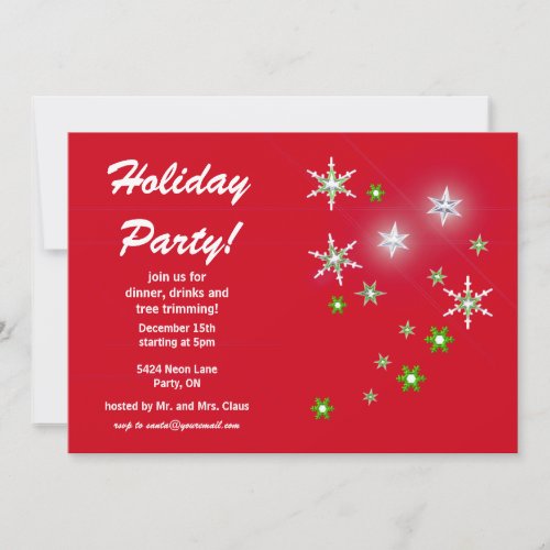 Star Sparkle Red Holiday Party Invitation