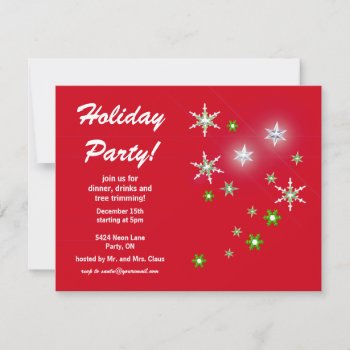 Star Sparkle Red Holiday Party Invitation by xfinity7 at Zazzle