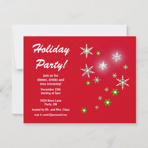 Star Sparkle Red Holiday Party Invitation