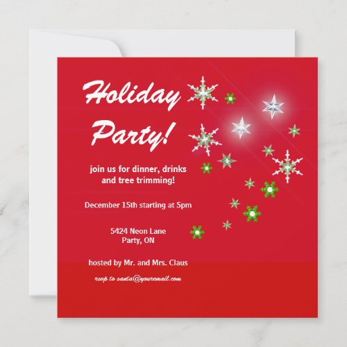 Star Sparkle Red Holiday Party Invitation