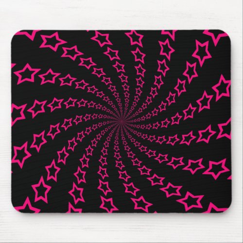 Star Spiral Pink  Black Custom Mousepad