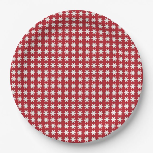 Star Spotted Red Pattern Paper Plates (Front)