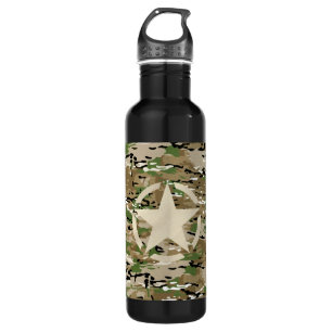 Star Stencil Classic Decal on Camo Style Water Bottle
