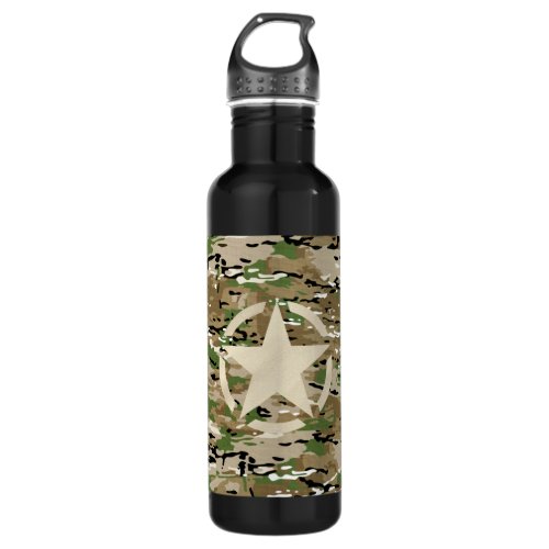 Star Stencil Classic Decal on Camo Style Water Bottle