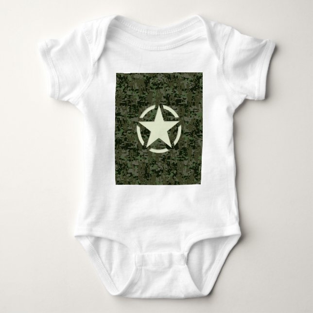 Star Stencil Digital Woodland Baby Bodysuit (Front)