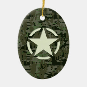 Star Stencil Digital Woodland Ceramic Ornament