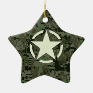 Star Stencil Digital Woodland Ceramic Ornament