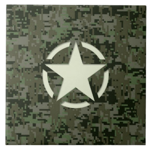 Star Stencil Digital Woodland Ceramic Tile