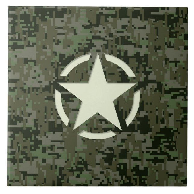 Star Stencil Digital Woodland Ceramic Tile (Front)