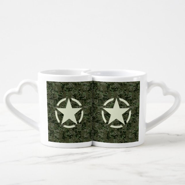 Star Stencil Digital Woodland Coffee Mug Set (Back Nesting)