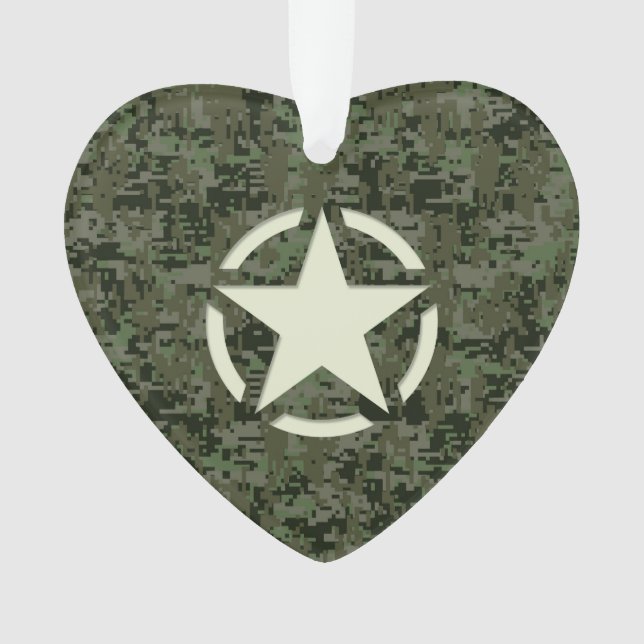 Star Stencil Digital Woodland Ornament (Front)