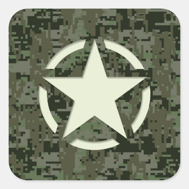 Star Stencil Digital Woodland Square Sticker (Front)