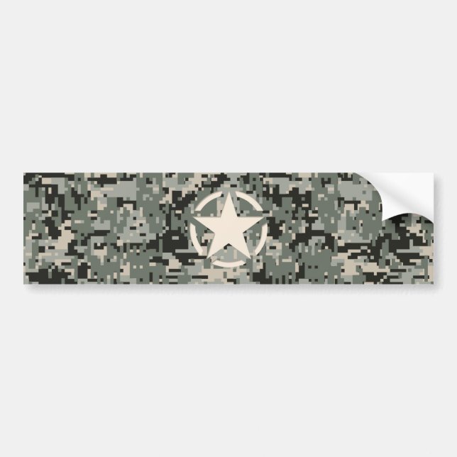 Star Stencil on Digital Camouflage Bumper Sticker (Front)