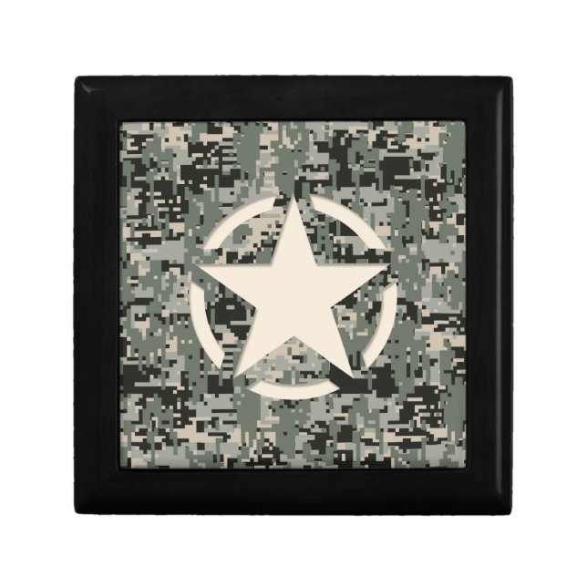 Star Stencil on Digital Camouflage Keepsake Box (Front)