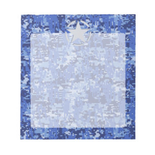 Star Stencil Retro Navy Blue Camouflage Notepad