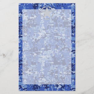 Star Stencil Retro Navy Blue Camouflage Stationery