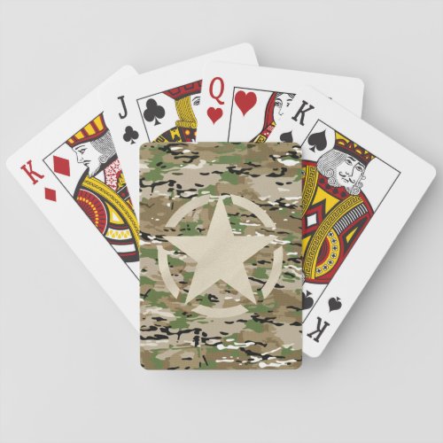 Star Stencil Vintage Camouflage Decor Playing Cards