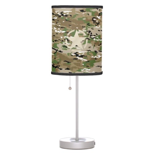 Star Stencil Vintage Camouflage Decor Table Lamp