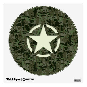 Star Stencil Vintage Decal Green Camouflage