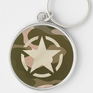 Star Stencil Vintage Decal on Camo Style Keychain