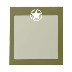Star Stencil Vintage Decal on Kaki Green Notepad
